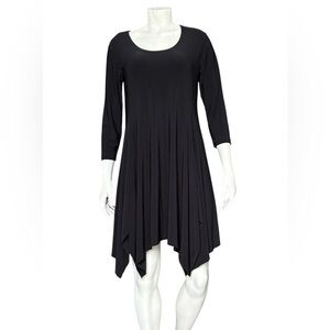 Sympli Black Handkerchief Hem Tunic Dress Size 10 3/4 length sleeves Flowy fit